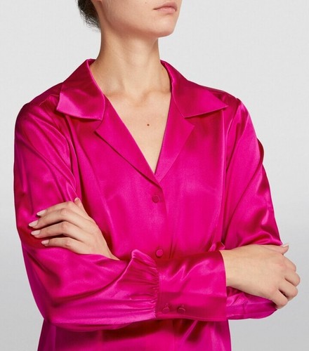 398 $ neues Femme-Hemd aus Seide mit Rahmen in Magenta -- Größe S - Bild 6 von 14