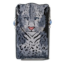 Mary Frances Snow Leopard Beaded Leopard Cross Body Handbag