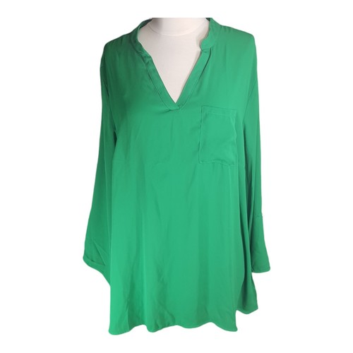 NWT Green 2X Popover Top Dressy Blouse Womens Plus 20W 22W NY Collective V-neck - Picture 8 of 12