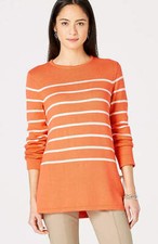 NWT - J.JILL Women's PETITE 'SIDE-TIE PULLOVER' Clementine/Cream SWEATER - M