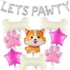 KatchOn, Dog Balloon for Puppy Party - 28 Inch, Pack of 6 and Big Silver Lets...