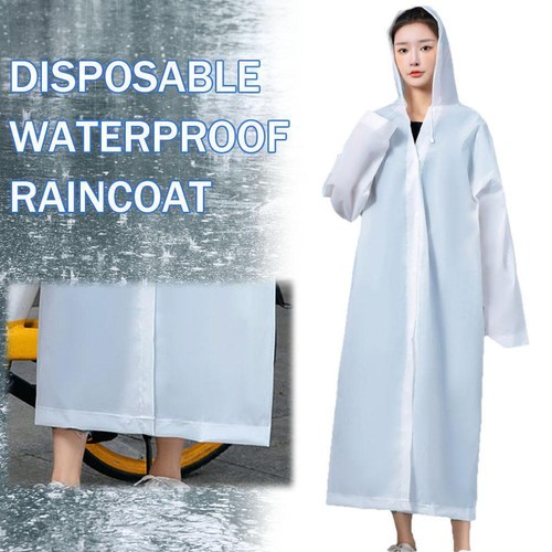 Raincoat Waterproof Poncho Reusable Plastic Adult Camping Rain Coat* S7R5 - Picture 3 of 7