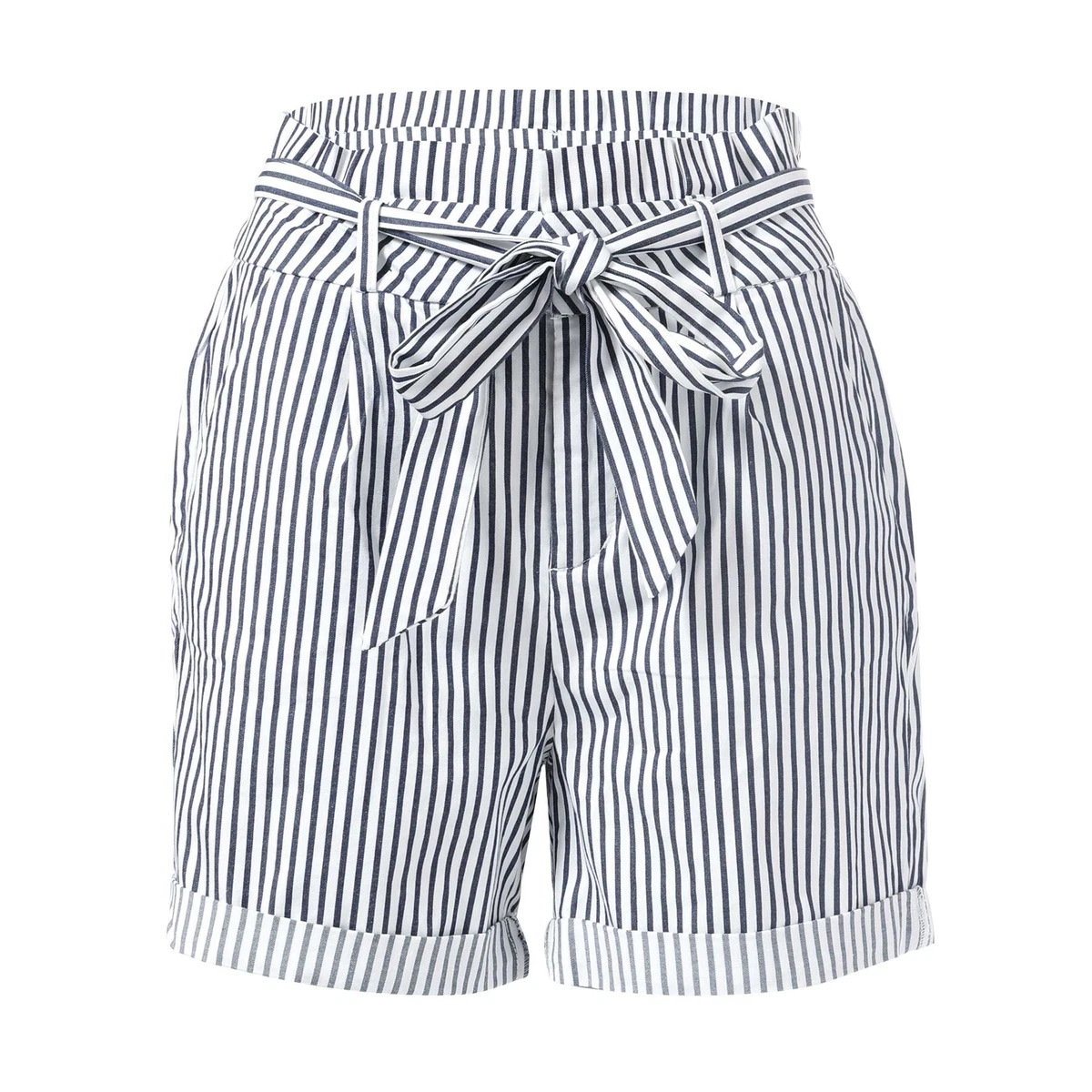 Women s Vero Moda Eva Striped Zip Fly Paperbag Waist Shorts in