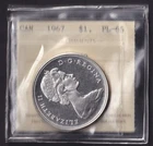 Canada 1967 $1 One Silver Dollar ICCS Graded PL65 Cameo Diving Goose 15 Degrees