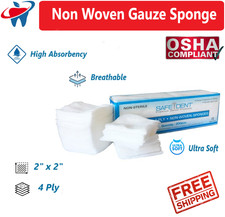 1000 Pack - 2x2 Non Woven Gauze Sponges 4-Ply, Non-Sterile Cotton Dental Medical