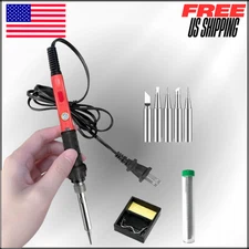 60W Soldering Iron Kit, 110V Welding Kit W Ceramic Heater for Electronic Repair
