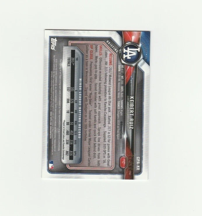 Keibert Ruiz 1st Bowman Green Refractor Autograph  /99 RC Auto - Image 2 of 4