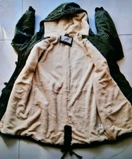Jacke Parka Mantel, innen mit Teddyfutter  und mit Kapuze. Gr. L-XL Top Zustand
