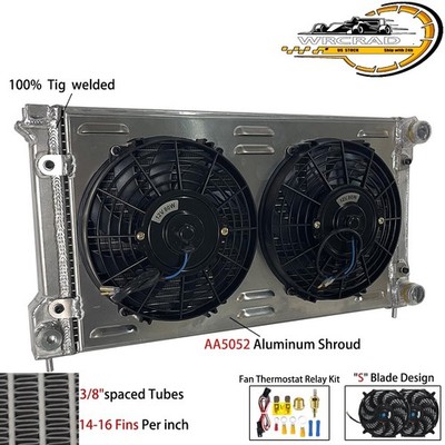 Aluminum Radiator Shroud Fan Fit 80-92 VW GOLF MK1 MK2 GTI/SCIROCCO 1.6L 1.8L 8V