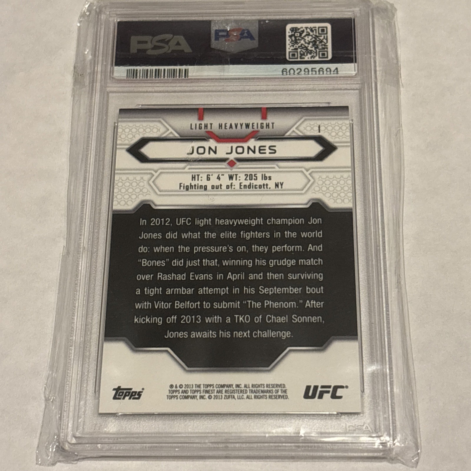 UFC Jon Jones Topps 2013 Finest refractor #1 PSA Mint 9 view 2