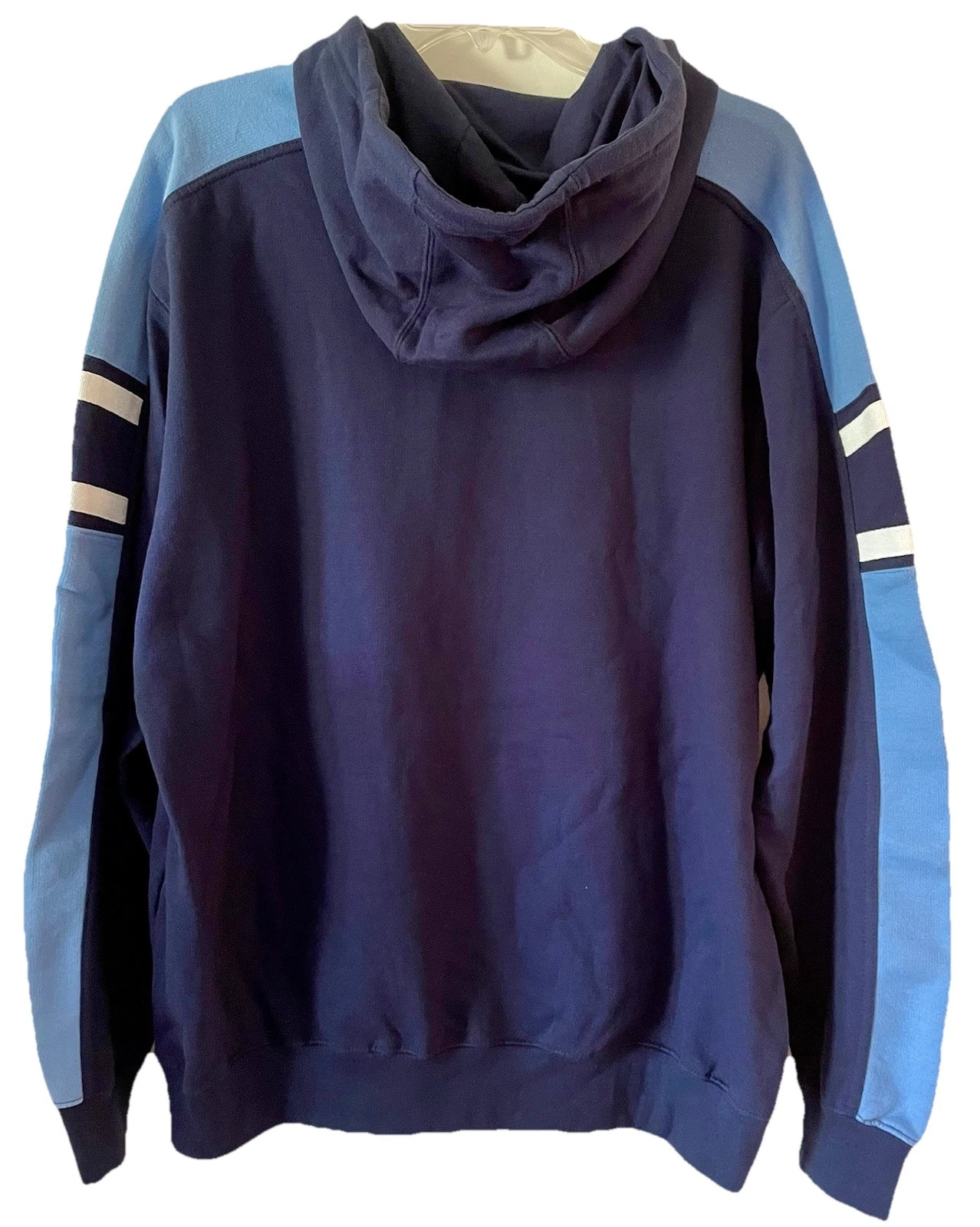 VETEMENTS Felpa con cappuccio calcio Tennessee Titans taglia large blu con tasca frontale e logo