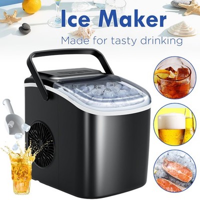 Eiswürfelmaschine 1.3L Mini Eismaschine Eiswürfelbereiter 12KG/24H Ice Maker DE
