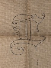 Script Letter L Pearl McGown Burlap