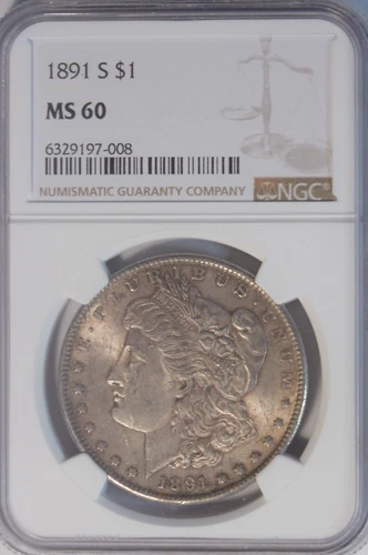 1891 S morgan dollar NGC MS60 ~