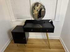 Cozy Castle Black Vanity desk with lighted mirror