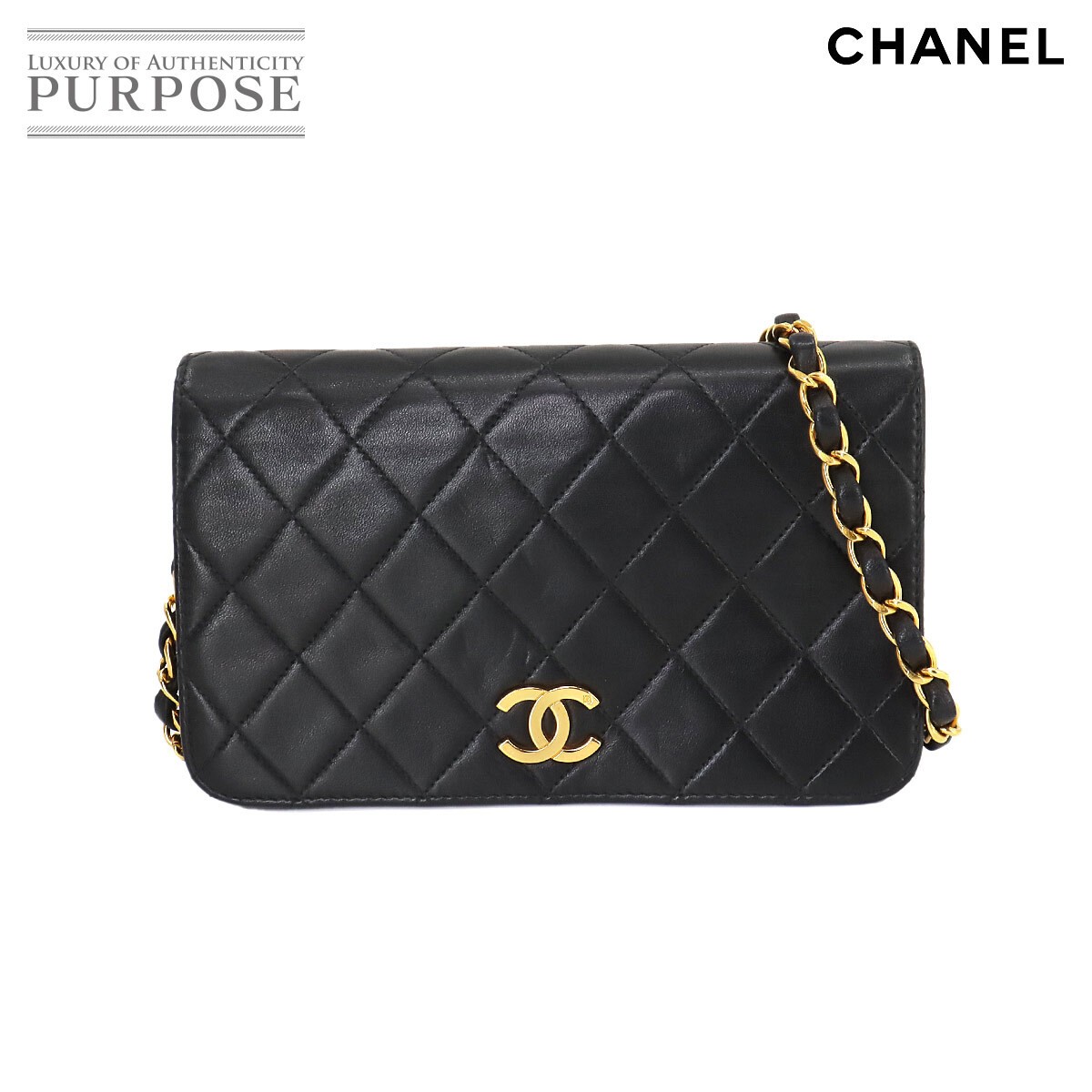 CHANEL Vintage Mini Matelass Chain Shoulder Bag Black Leather Gold Hardware 902