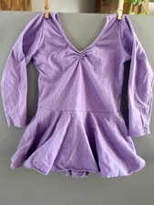 Girls Purple Long Sleeve Ballet Leotard Size 5/6 With snaps