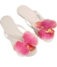 GORGLITTER Women's Flower Flip Flops Flat Sandals Thong Open Toe Dressy Summer