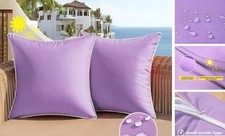 Outdoor Waterproof Throw Pillow Covers 16x16 Set 16" x 16" Pack of 2 Purple