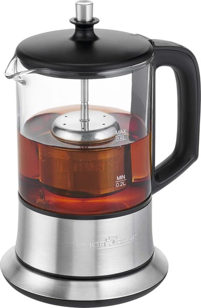 Proficook Glas Wasserkocher 0,5L Edelstahl Temperaturwahl Warmhaltefunktion-image