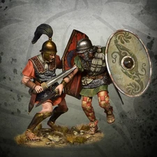 54mm Roman vs Gaul Warriors Resin Figure Set 2pcs Ancient Battle Unpainted Model