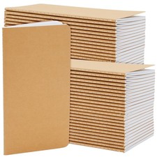 48 Pack Kraft Paper Notebooks Bulk, H5 Lined Journals for Travelers 80 Pages 