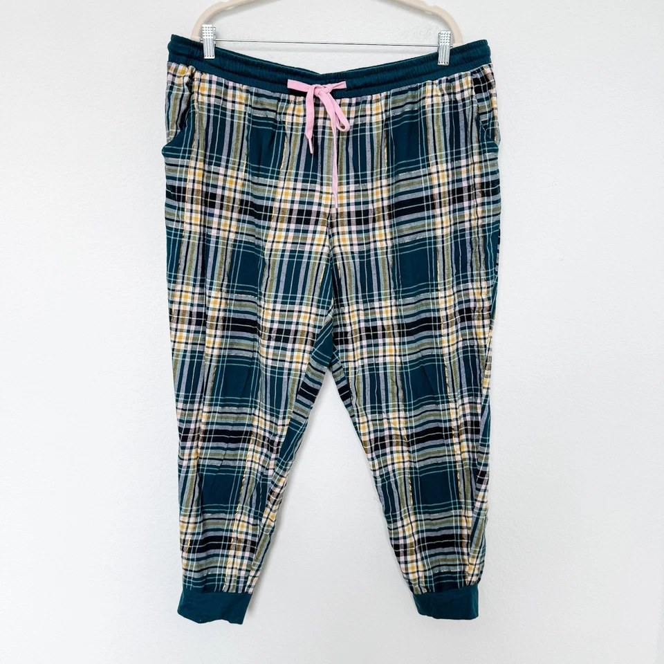 Secret сокровища пижамы брюки размер 2 X зеленый клетку фланель бегунов сна гостиной - Изображение 2 из 4