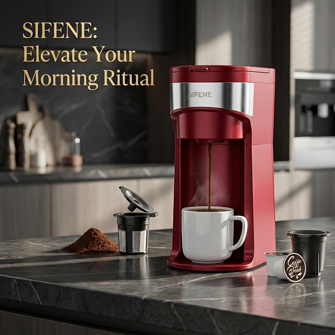 SIFENE Mini Single Serve Coffee Maker, 2-in-1 Portable Drip Machine for K-Pods