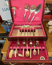 Vintage 1847 Rogers Flair 41 Piece Silverplate Flatware Set with Box