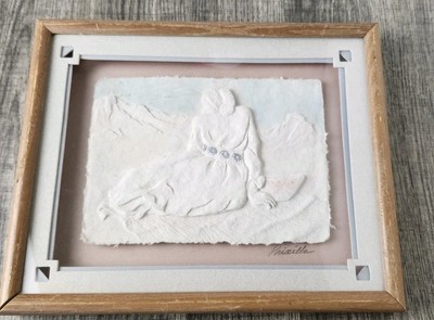 Vtg Native American Figi Graphics 88' SW Paper Cast Art Mat Frame Priscilla Wess