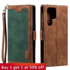 Leather Wallet Case for Samsung S10 S20 S22 S21 S23 A32 A42 A52 A72 w/Lanyard