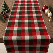 Christmas Decorations - Christmas Plaid Table Runner Red Green White Plaid Table