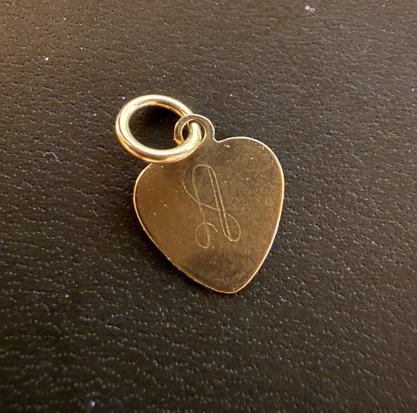 14k Yellow Gold Solid Tiny Heart Charm Pendant wi… - image 1