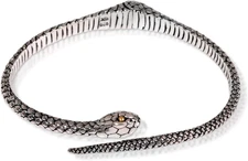 NOVICA Artisan Handmade Gold Accent Sterling Silver Bracelet Realistic Snake wit