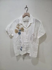 Harago Bode Linen Embroidered Camp Collar Shirt Men's Size Medium