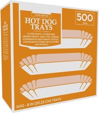500 Paper Hot Dog Trays | White Wrappers | 8 Inch 500 Pack, 