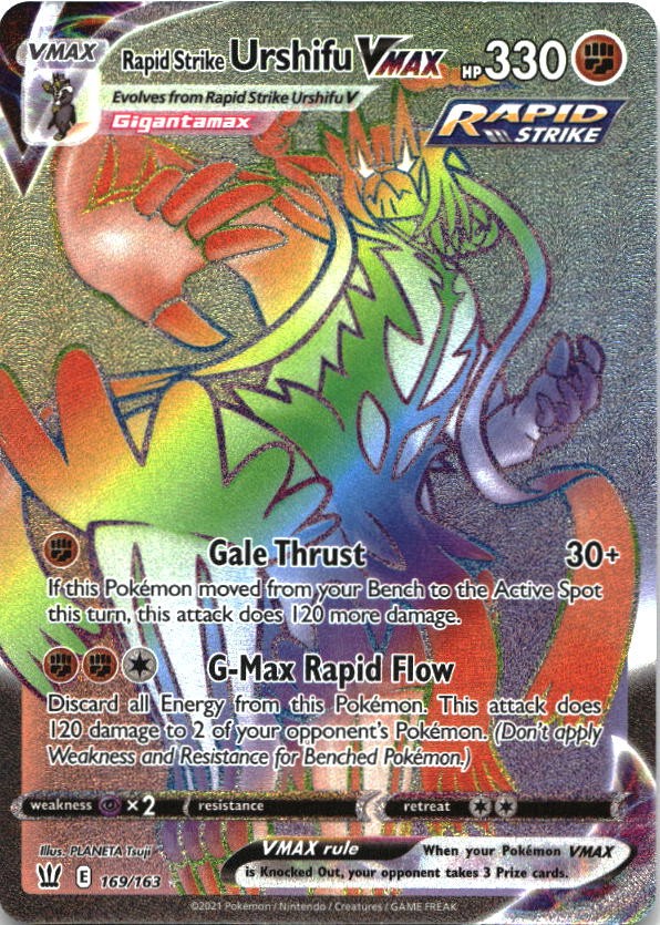 Rapid Strike Urshifu VMAX 169/163 Rainbow Rare Battle Styles Pokemon Near Mint