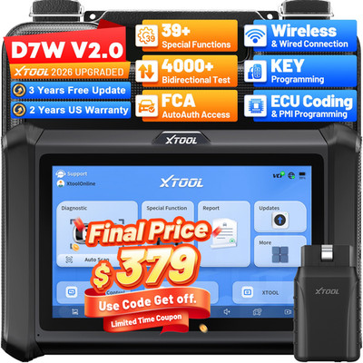 XTOOL D7W V2.0 Wireless Bidirectional OBD2 Diagnostic Scanner Key Programmer FCA