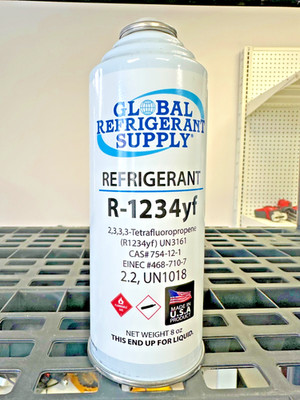 R1234yf, Refrigerant 12 oz. Auto A/C, LARGE New Self-Sealing Top Connection