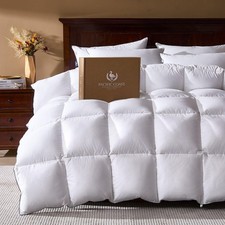 Goose Feather Down Comforters Twin Size, 100 Cotton Extra Fluffy White Duvet...