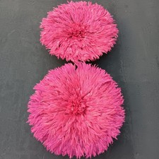 33" Set Pink Traditional Feather Headdress Handmade Juju Hat HomeDecor Cameroon