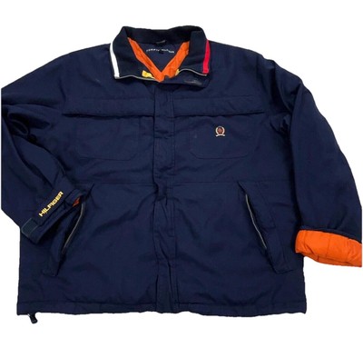 Tommy Hilfiger Jacket Men XL Blue Puffer Coat Street Wear VYG Y2K Adult Navy