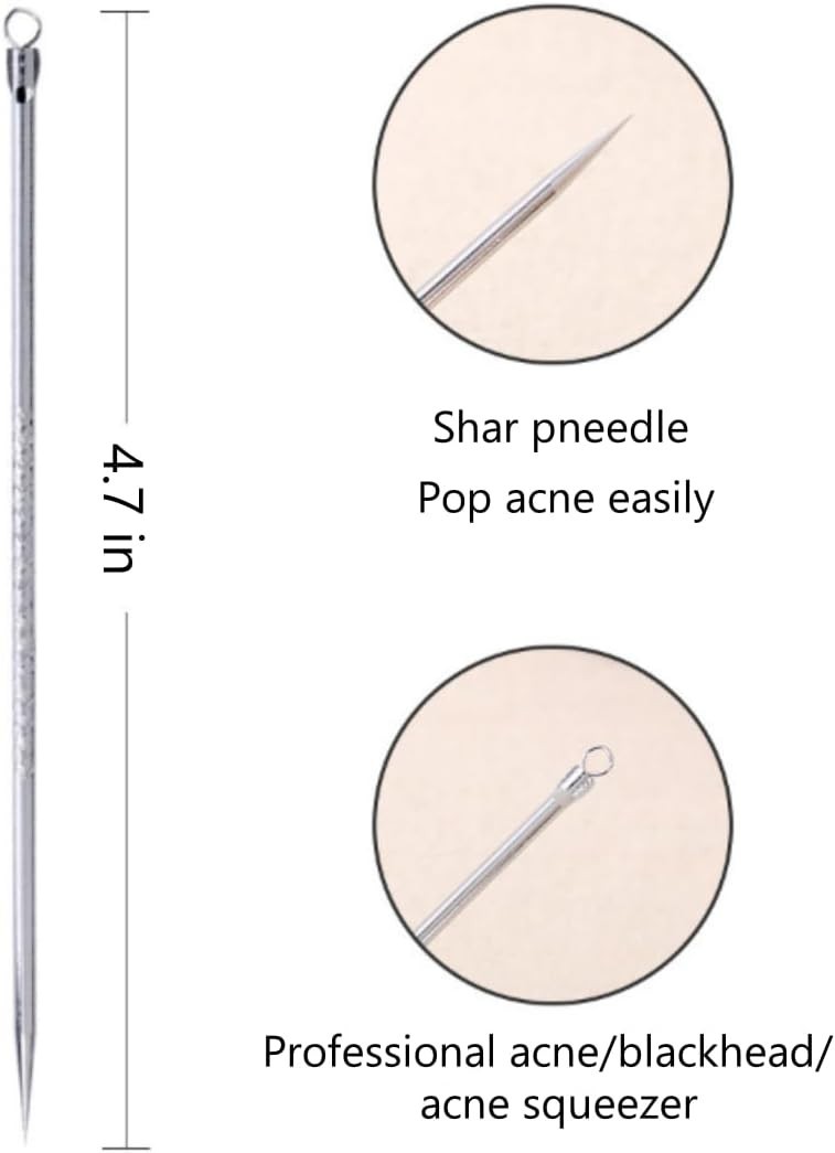6PCS Blackhead Remover Extractor Pimple Popper Tool Kit Stainless Steel Facial