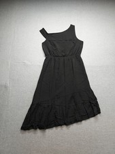 Mossimo Women Dress M Black Asymmetric Ruffle Hem Square Neck Sleeveless Casual