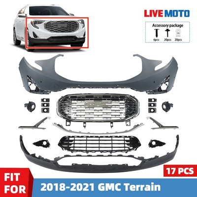 For 2018-2021 GMC Terrain Front New Bumper Cover Assembly Kit W/ Fog Lights