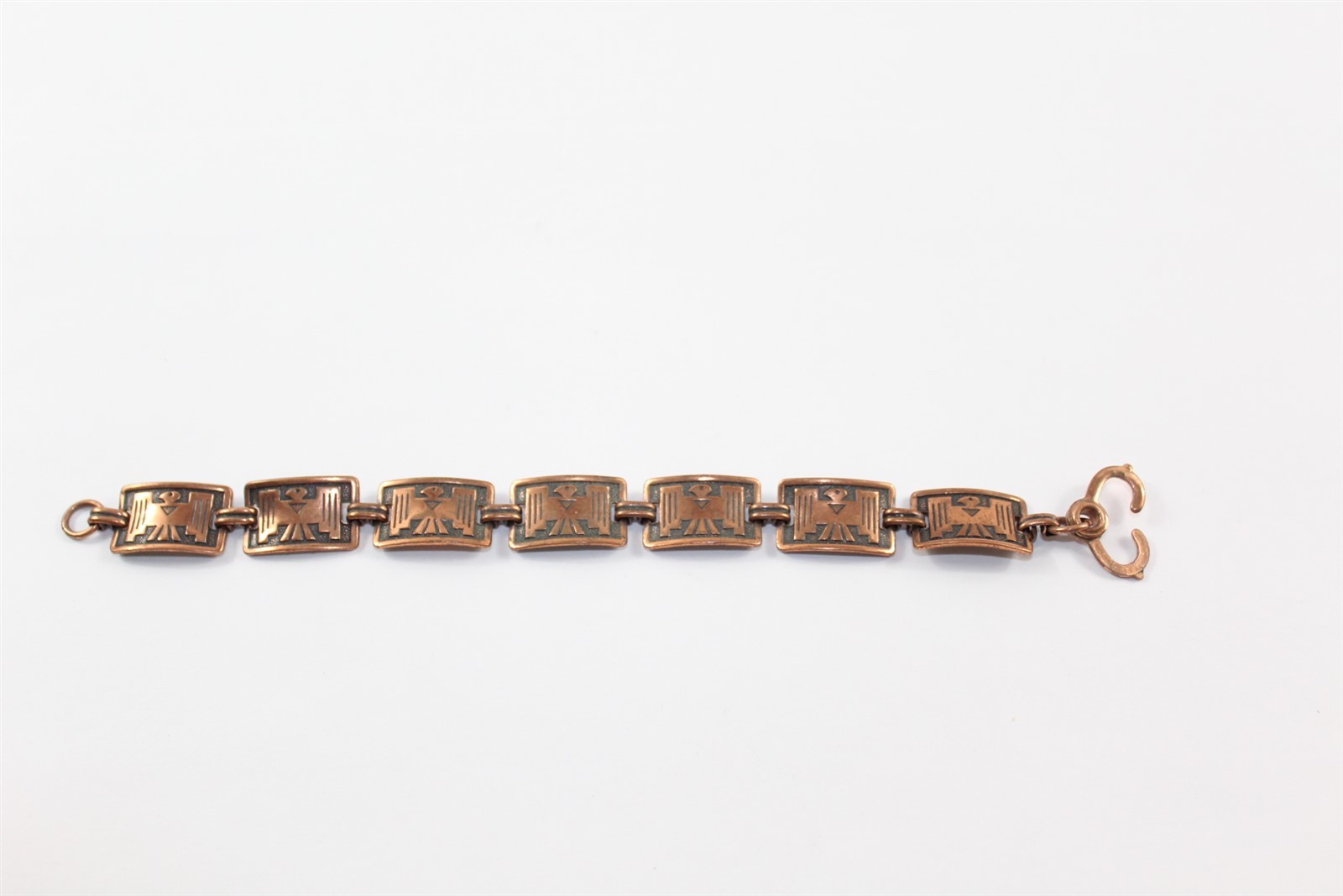 Solid Copper Link Bracelet Thunderbird Design 6 1… - image 1