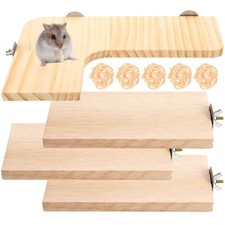 2 Sets Bird Perch Stand, Chinchilla Cage Platforms, Wooden Parakeet Perches