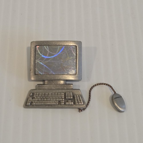 Vintage JJ Brooch Desktop Computer Keyboard Mouse 90s Y2K Office Novelty Pin