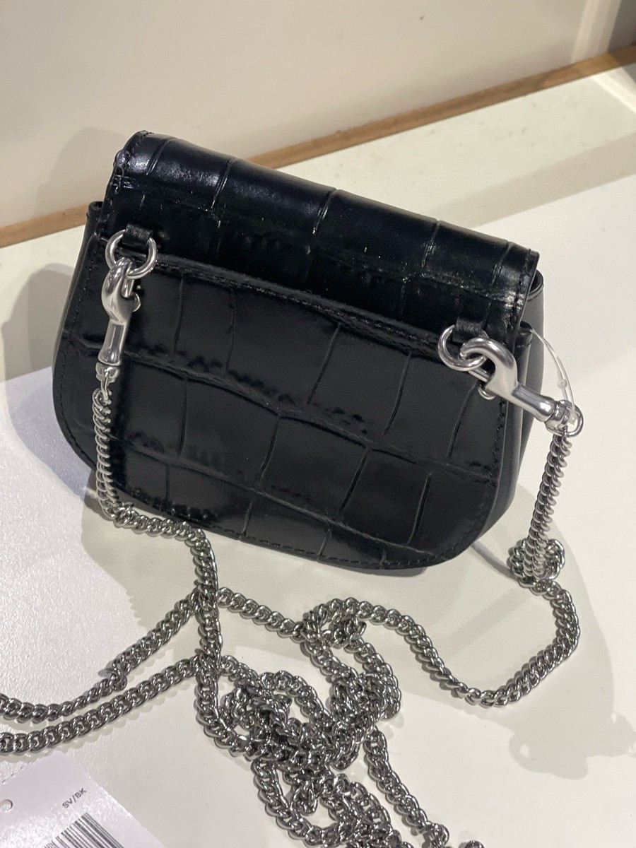 Coach Womens Turnlock Card Case Crossbody Embossed Leather CZ475