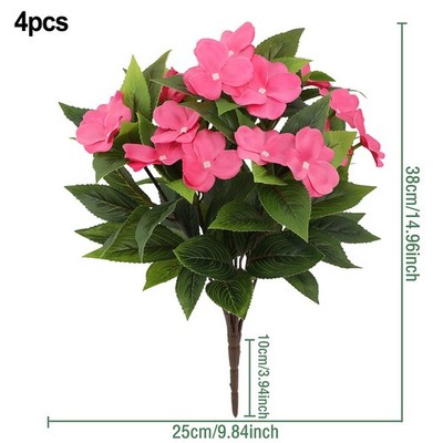 4 Stück lebensechte künstliche Impatiens Blumen für wunderschöne Gartengestecke